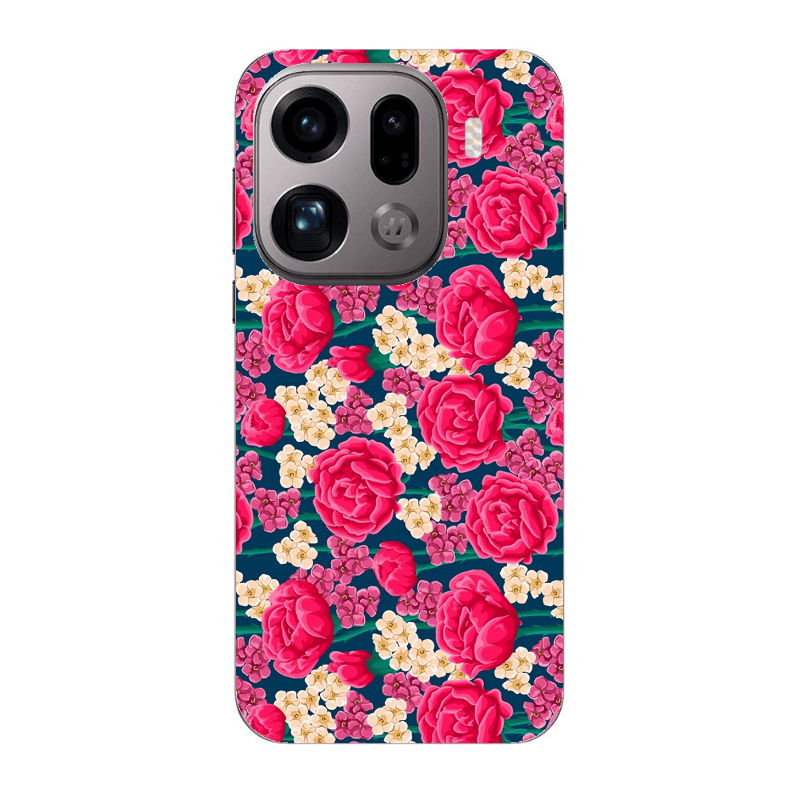 Oppo Find X9 Pro Red and pink Flowers Transparent Silicone TPU Θήκη